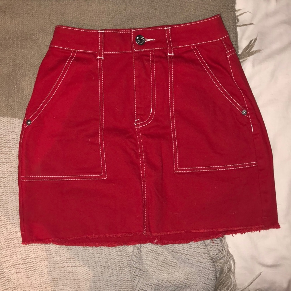 Red Denim Skirt
